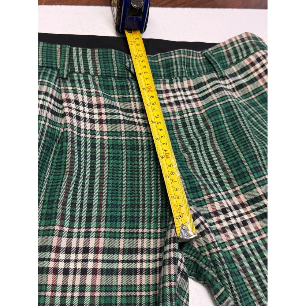 Free People Green Plaid High Rise Tapered Cuffed Trousers OB1556411 Size 8